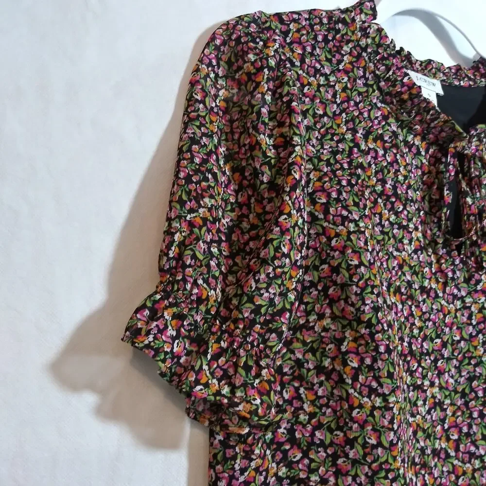 J. Crew Ditsy Floral Puff Sleeve Lightweight Blouse Size Small
